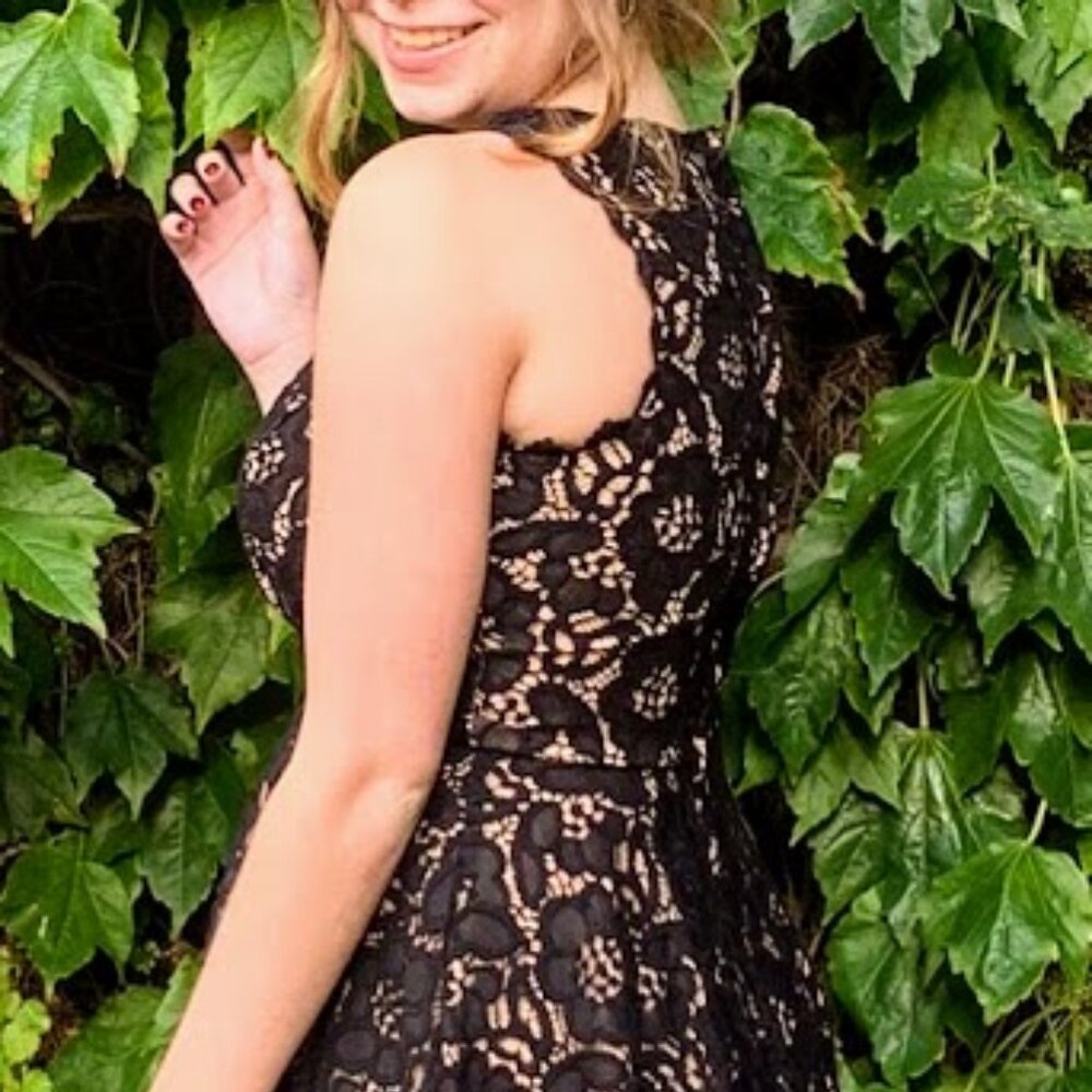 City Studio Black Lace Fit & Flare Juniors Dress - Size 1